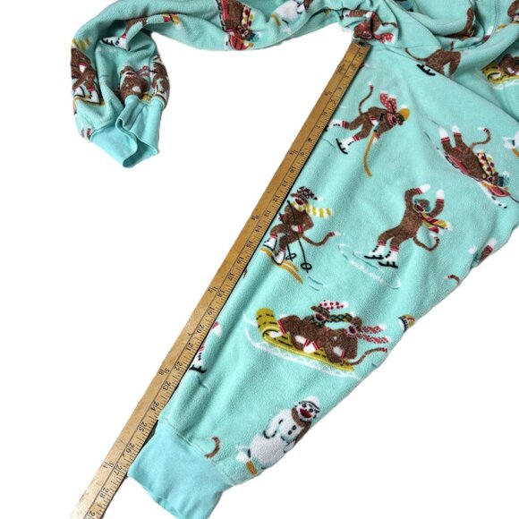 Nick & Nora Sock Monkey Teal One Piece Pajama Unisex Size XXL - Picture 9 of 12